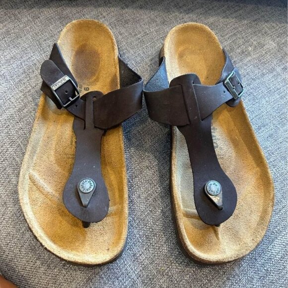 BETULA woman’s leather sandals. Chocolate brown. T strap. Size 9. New condition. - Picture 1 of 10